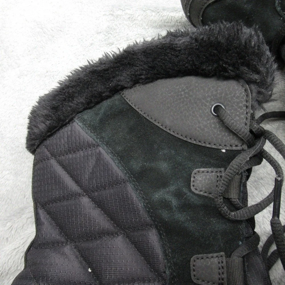 Columbia Winter Boots Women 11 Black Suede Waterproof Insulated Faux Fur Trim